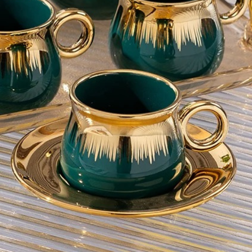 Gold Geo Coffee Cups - Set of 6